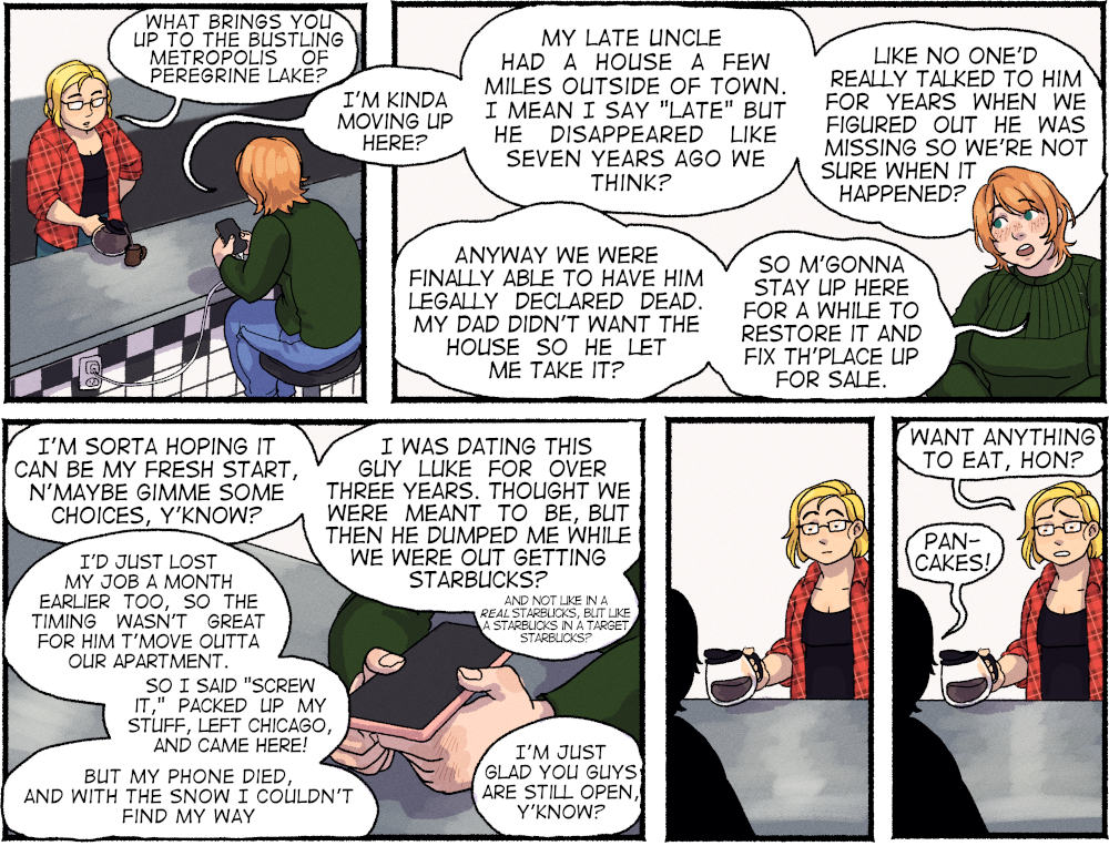 You know how there's been so little text in this comic so far? Bev was saving it up.
